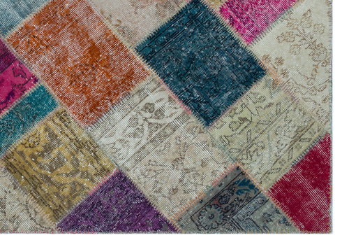 Iskece Bej Patchwork Yün El Dokuma Halısı 160 x 230 Apex Unique