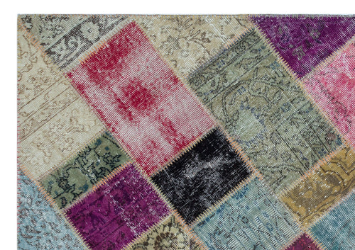 Iskece Bej Patchwork Yün El Dokuma Halısı 160 x 230 Apex Unique