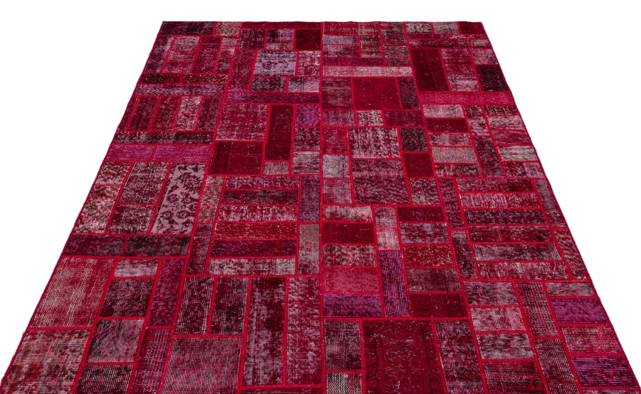 Kırmızı Anadolu Eskitme Geometrik Yün Halı 160x230 - Özel Seri