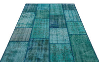 Türkiser Wollteppich mit geometrischem Muster 160x230 cm