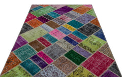 Iskece Bej Patchwork Yün El Dokuma Halısı 157 x 232 Apex Unique