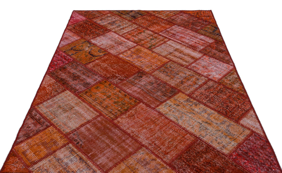 Turuncu Anadolu Eskitme Geometrik Yün Halı 160x230 - Özel Seri