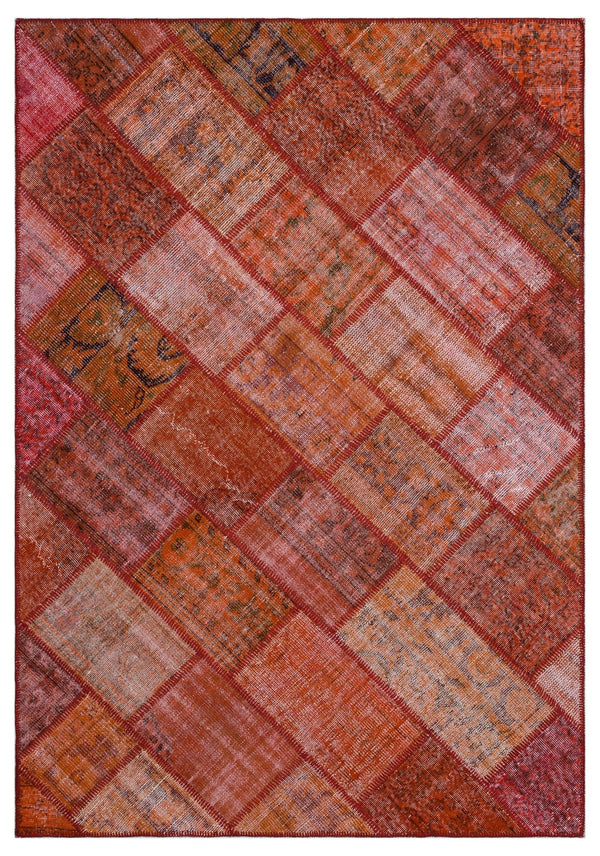 Turuncu Anadolu Eskitme Geometrik Yün Halı 160x230 - Özel Seri