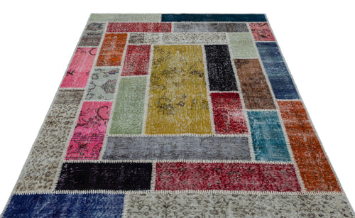 Iskece Bej Patchwork Yün El Dokuma Halısı 160 x 230 Apex Unique