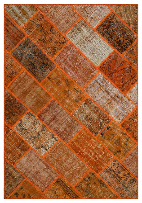 Turuncu Anadolu Bohem Eskitme Yün Halı 160x230 - Özel Seri