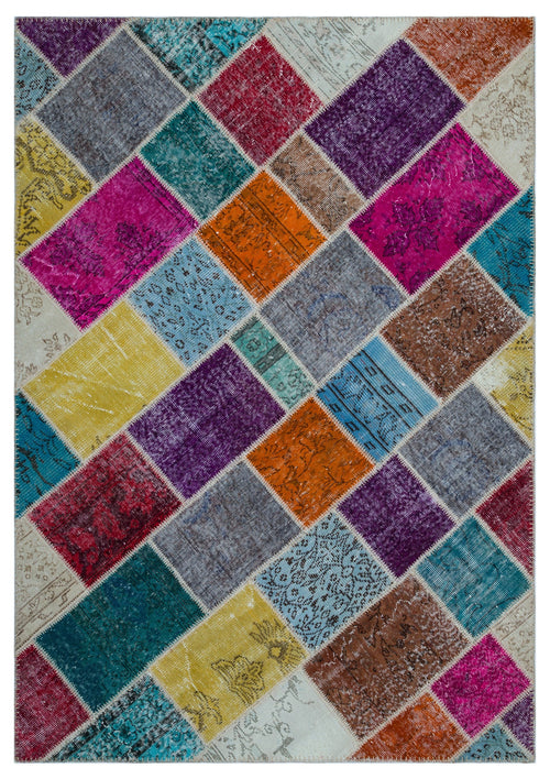 Iskece Bej Patchwork Yün El Dokuma Halısı 160 x 230 Apex Unique