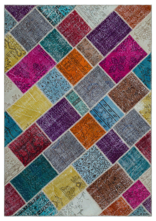 Bej Patchwork Yün Halı 160x230