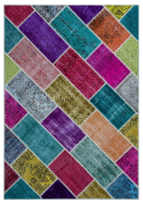 Iskece Bej Patchwork Yün El Dokuma Halısı 160 x 230 Apex Unique