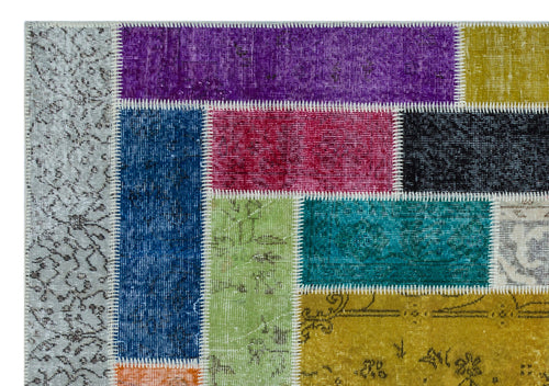 Iskece Bej Patchwork Yün El Dokuma Halısı 160 x 230 Apex Unique