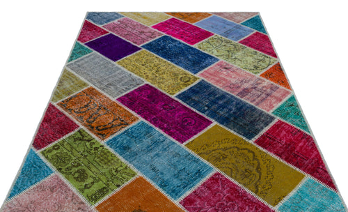 Iskece Bej Patchwork Yün El Dokuma Halısı 160 x 230 Apex Unique