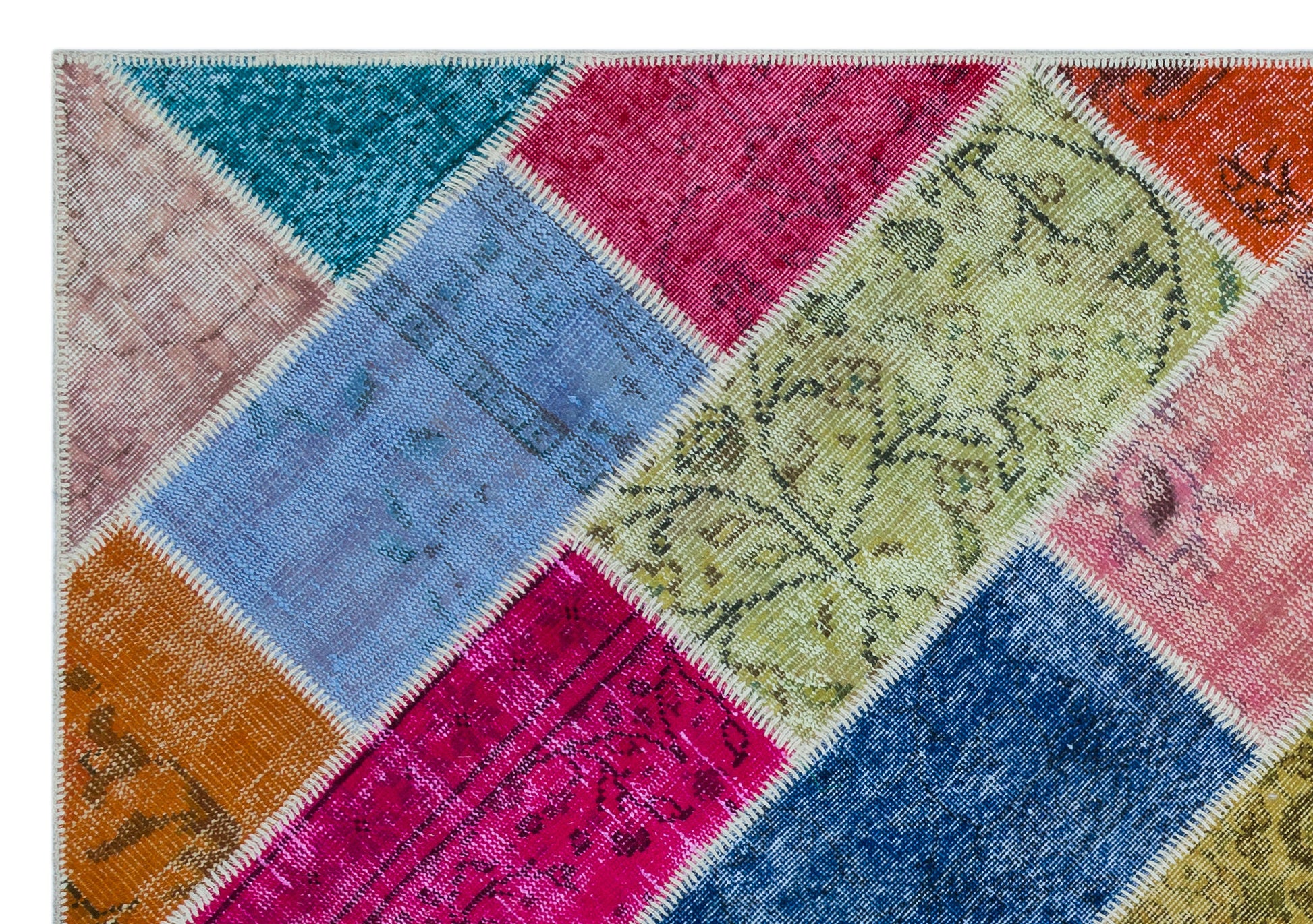 Iskece Bej Patchwork Yün El Dokuma Halısı 160 x 230 Apex Unique