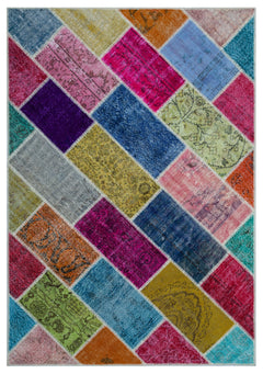 Iskece Bej Patchwork Yün El Dokuma Halısı 160 x 230 Apex Unique