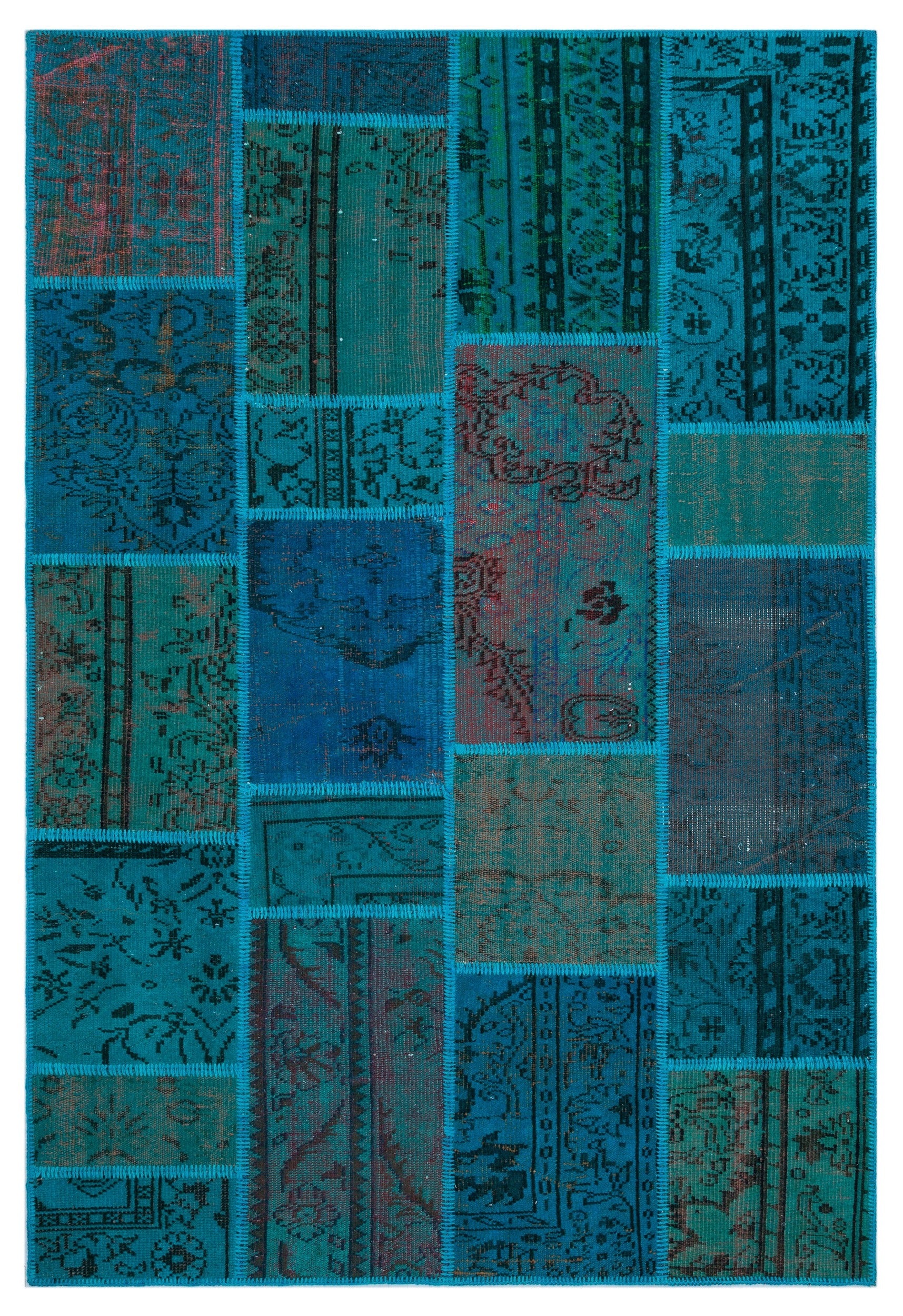 Iskece Turkuaz Eskitme Yün El Dokuma Halısı 160 x 230 Apex Unique