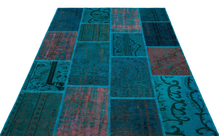 Kırmızı Lacivert Anadolu Eskitme Geometrik Yün Halı 160x230 - Özel Seri