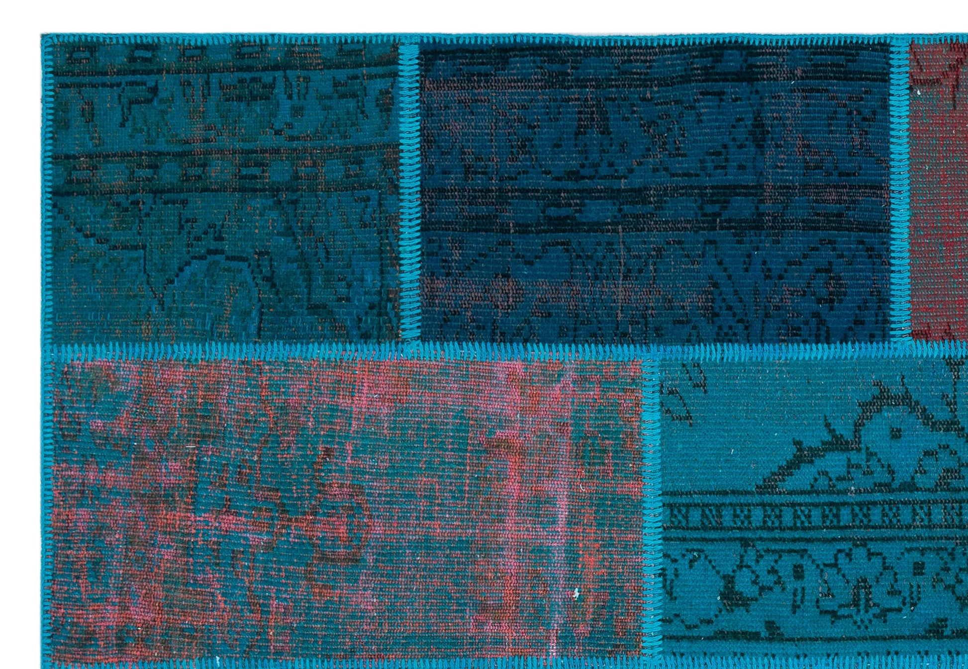 Iskece Turkuaz Eskitme Yün El Dokuma Halısı 160 x 230 Apex Unique