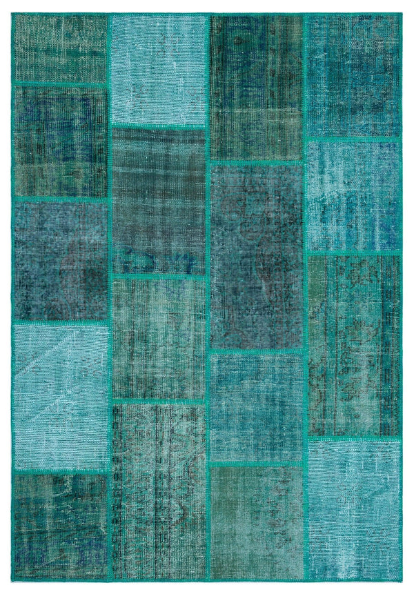 Lacivert Mavi Anadolu Eskitme Geometrik Yün Halı 158x230 - Özel Seri