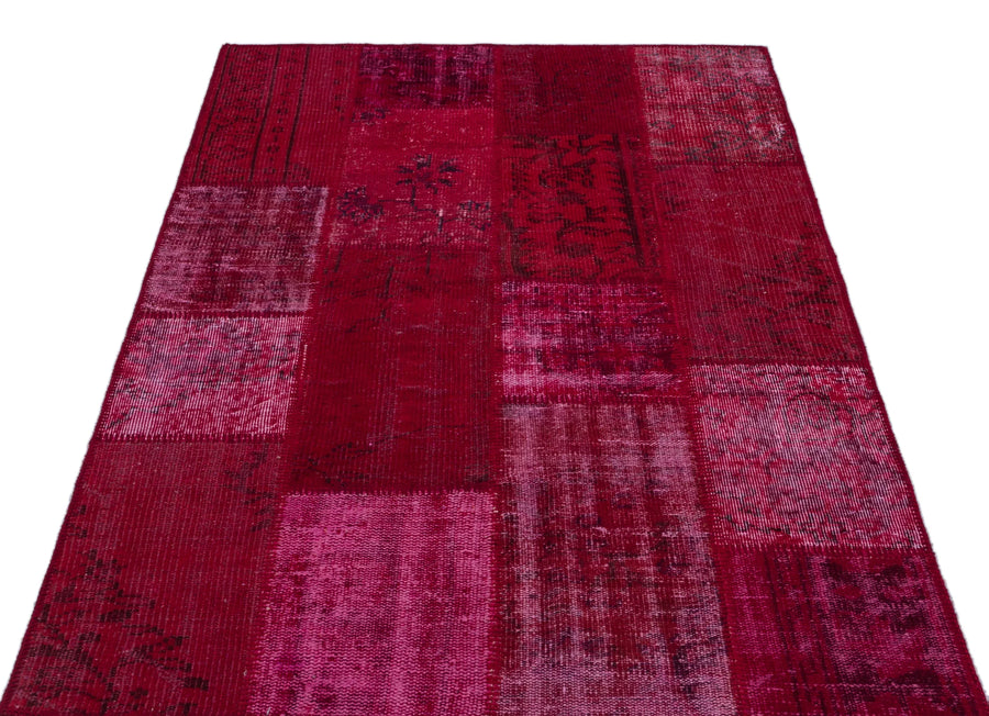 Kırmızı Anadolu Eskitme Geometrik Yün Halı 120x180 - Özel Seri