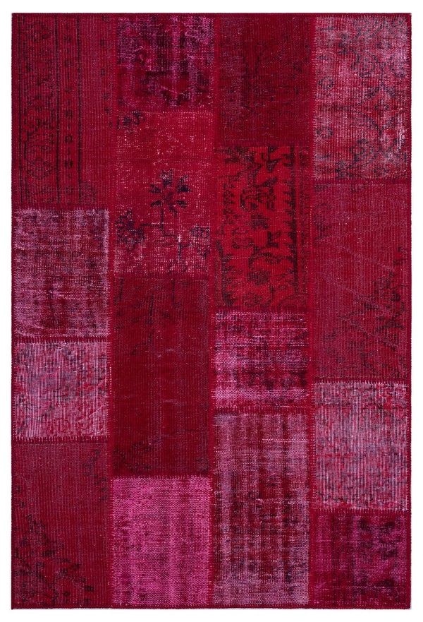 Kırmızı Anadolu Eskitme Geometrik Yün Halı 120x180 - Özel Seri