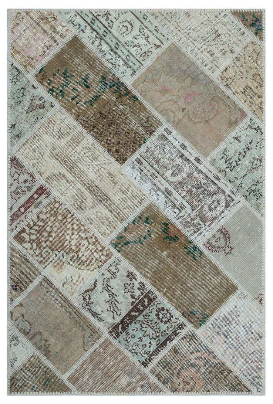 Patchwork Teppich Braun Beige im Ethno-Stil 120x180 cm – im Flur