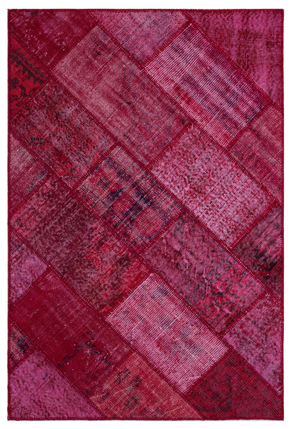 Kırmızı Anadolu Eskitme Geometrik Yün Halı 120x180 - Özel Seri