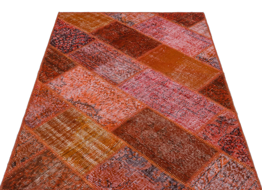 Kırmızı Anadolu Eskitme Geometrik Yün Halı 120x180 - Özel Seri