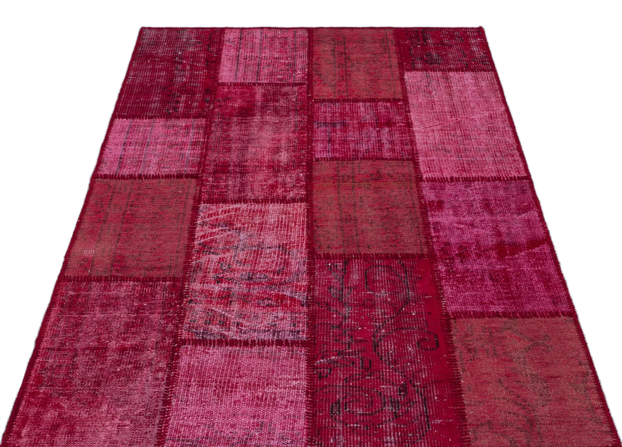 Kırmızı Anadolu Eskitme Geometrik Yün Halı 120x180 - Özel Seri