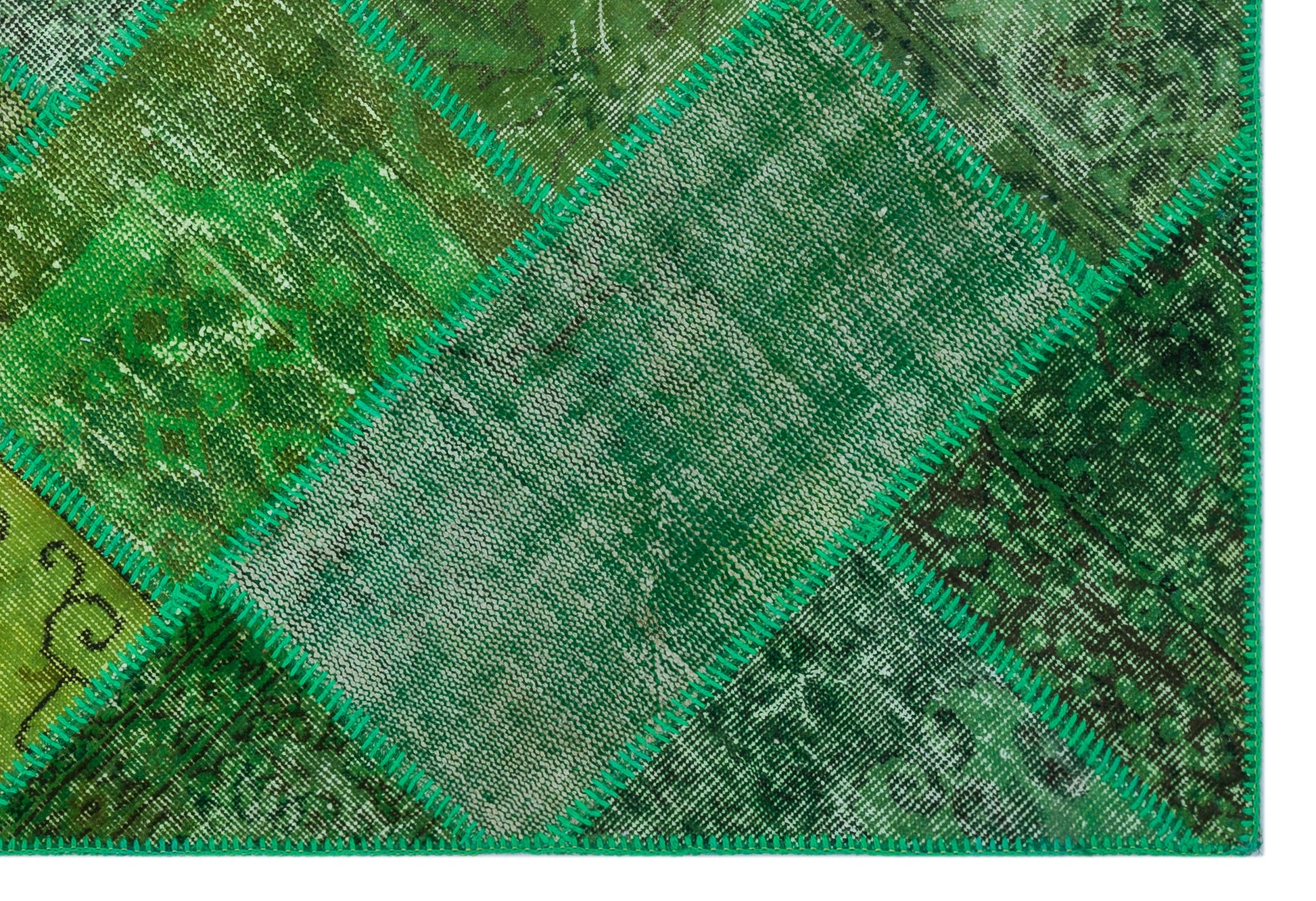 Iskece Yeşil Eskitme Yün El Dokuma Halısı 120 x 180 Apex Unique