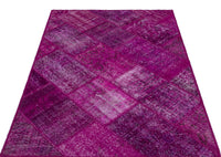 Geometric Purple & Grey Hand-Knotted Wool Rug 120x180 cm (3'11" x 5'11")