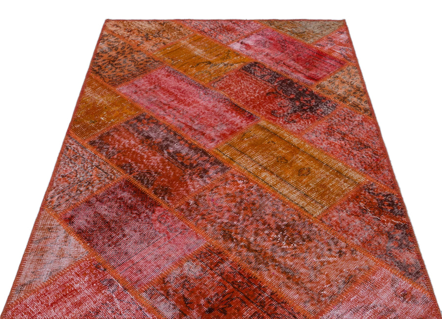 Kırmızı Anadolu Eskitme Geometrik Yün Halı 120x180 - Özel Seri
