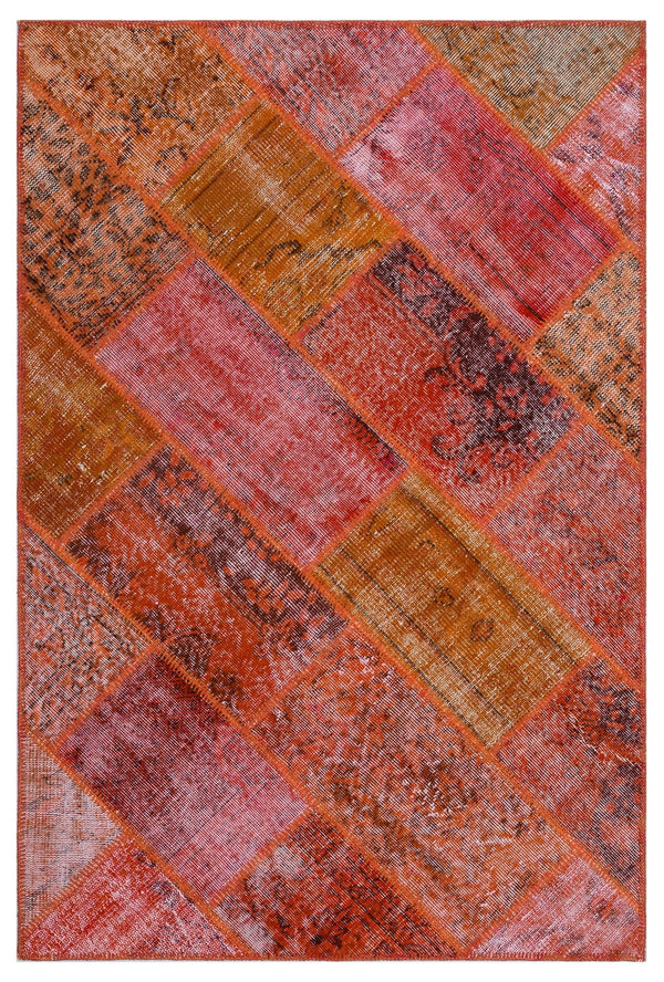 Kırmızı Anadolu Eskitme Geometrik Yün Halı 120x180 - Özel Seri