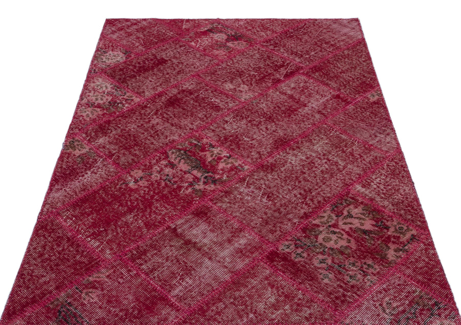 Kırmızı Anadolu Eskitme Geometrik Yün Halı 120x180 - Özel Seri