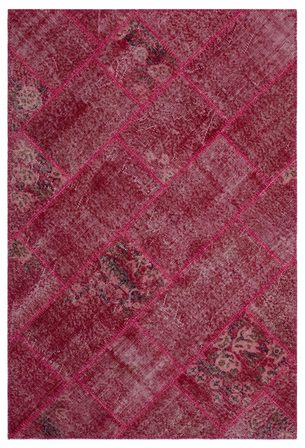 Kırmızı Anadolu Eskitme Geometrik Yün Halı 120x180 - Özel Seri