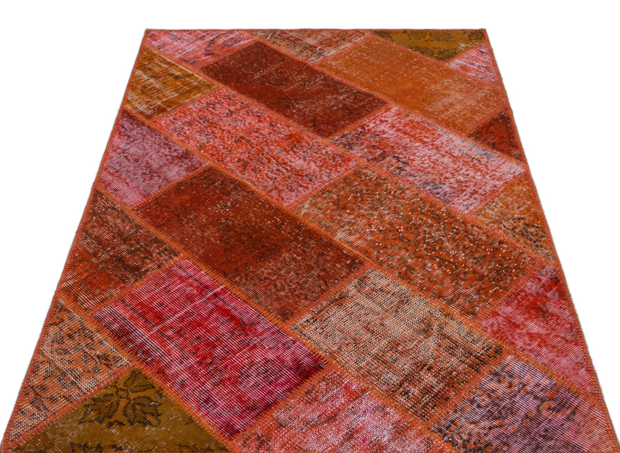 Kırmızı Anadolu Eskitme Geometrik Yün Halı 120x180 - Özel Seri