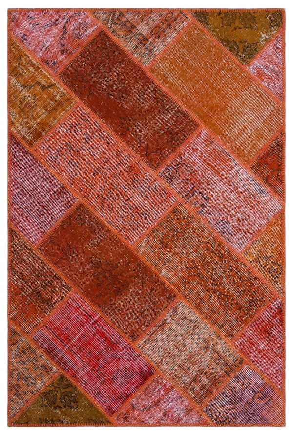 Kırmızı Anadolu Eskitme Geometrik Yün Halı 120x180 - Özel Seri