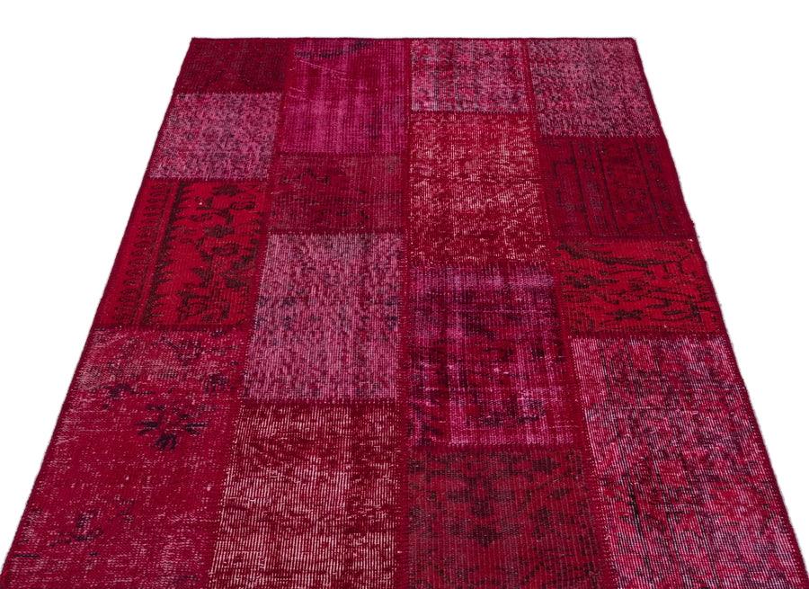 Kırmızı Anadolu Eskitme Geometrik Yün Halı 120x180 - Özel Seri