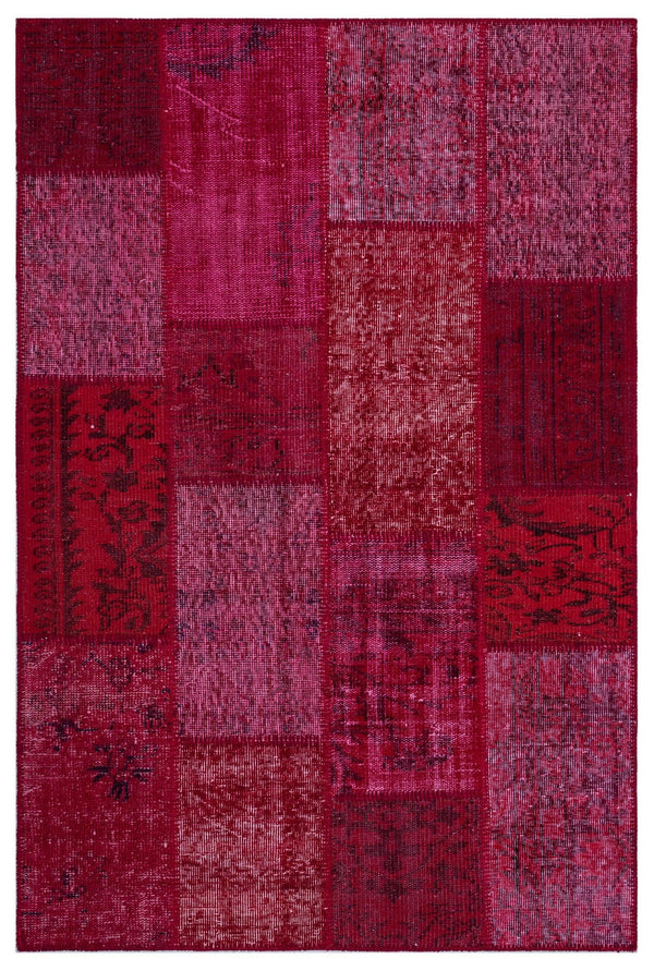 Kırmızı Anadolu Eskitme Geometrik Yün Halı 120x180 - Özel Seri