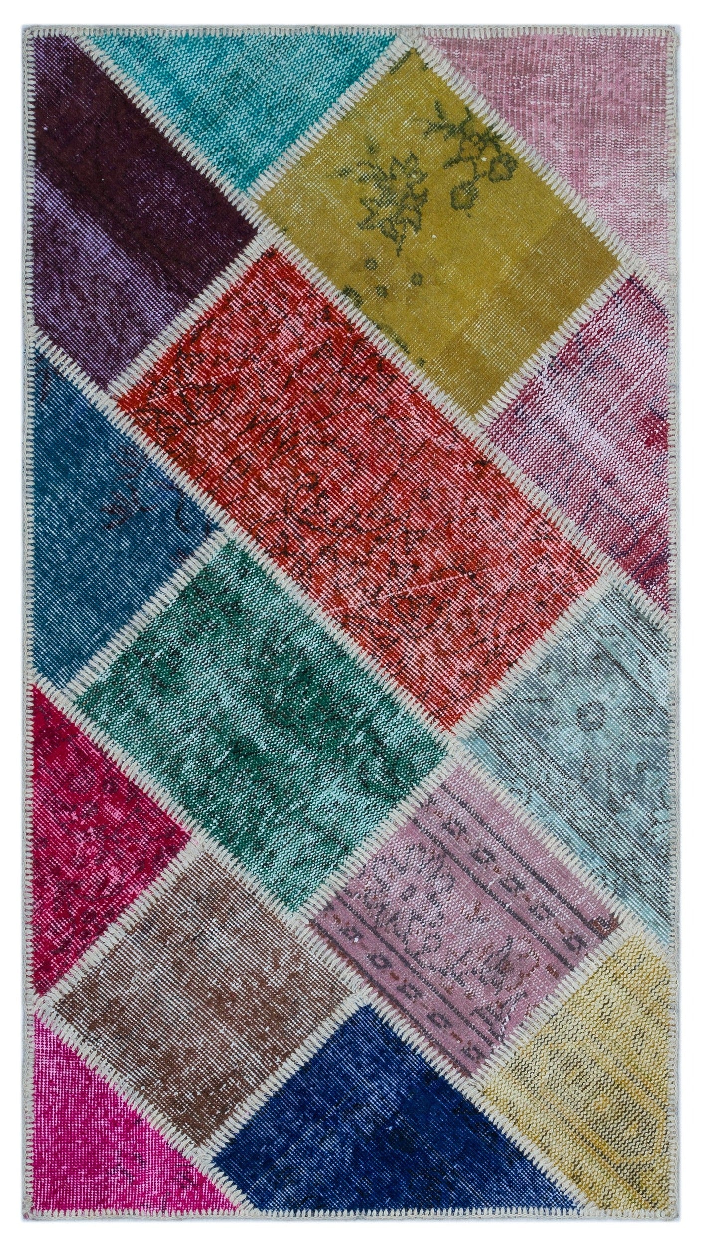 Iskece Bej Patchwork Yün El Dokuma Halısı 084 x 152 Apex Unique