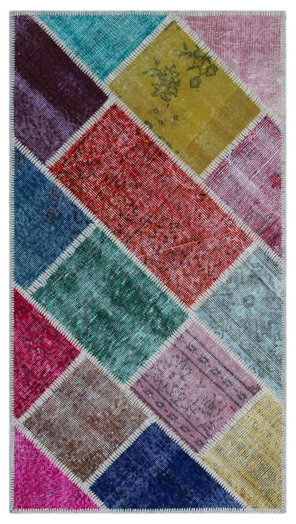 Bej Patchwork Yün Halı 84x152