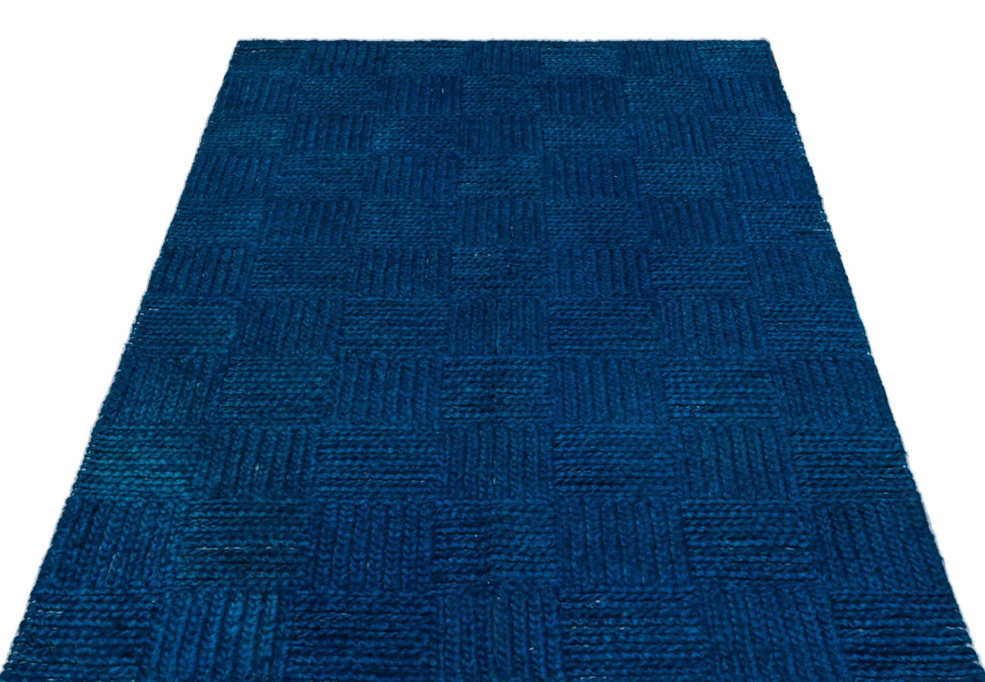 Mavi Geometrik Modern Yün Halı 122x193