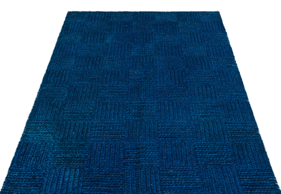 Mavi Geometrik Modern Yün Halı 122x193