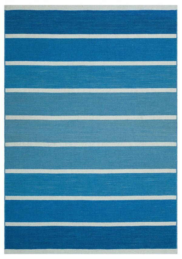 Mavi Geometrik Modern Yün Halı 123x178