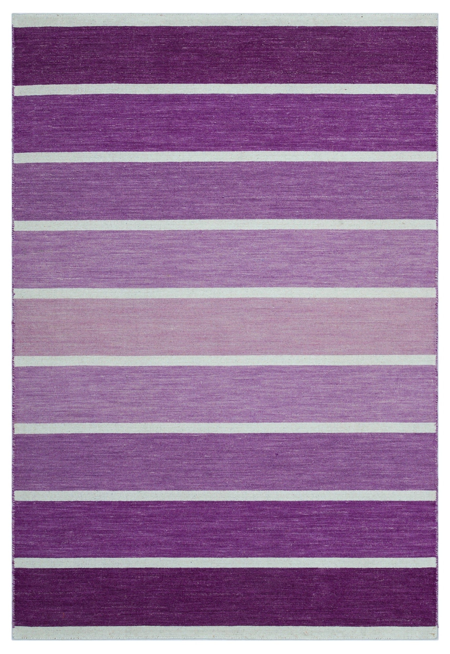 Girit Bej Çizgili Yün El Dokuma Halısı 122 x 180 Apex Unique