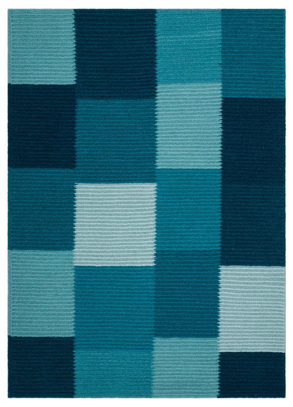 Gri Lacivert Modern Yün Halı 136x190