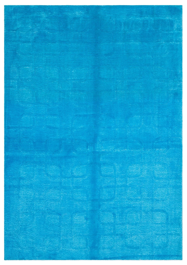 Mavi Geometrik Modern Yün Halı 160x225