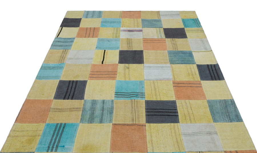 Bej Anadolu Eskitme Geometrik Yün Halı 162x234 - Özel Seri