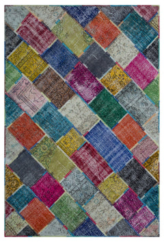 Iskece Bej Patchwork Yün El Dokuma Halısı 192 x 286 Apex Unique