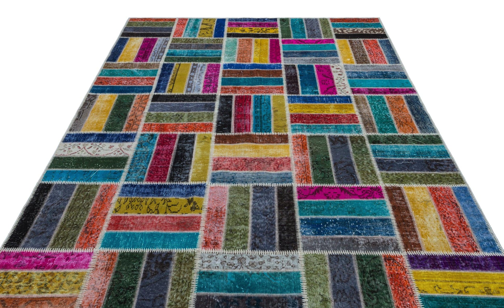Bej Anadolu Geometrik Vintage Yün Halı 198x287 - Özel Seri