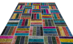 Iskece Bej Patchwork Yün El Dokuma Halısı 198 x 287 Apex Unique