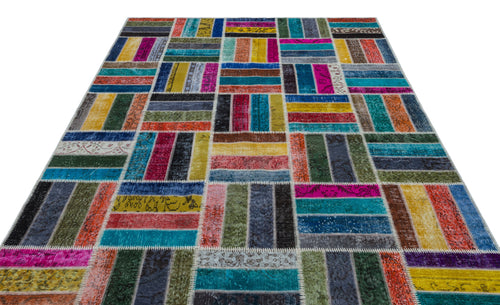 Iskece Bej Patchwork Yün El Dokuma Halısı 198 x 287 Apex Unique