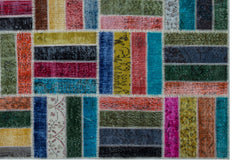 Iskece Bej Patchwork Yün El Dokuma Halısı 198 x 287 Apex Unique